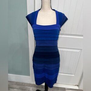 Tadashi Shoji Collection Blue Colorblock pleated cocktail dress size medium